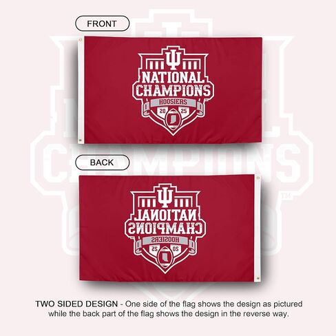 Desert Cactus Indiana University Champs IU Flag - 3 x 5 Feet Hoosiers Banner, Indoor/Outdoor Durable Fabric, 100% Polyester Design (Style 2025 Football Championship A) in Saudi Arabia
