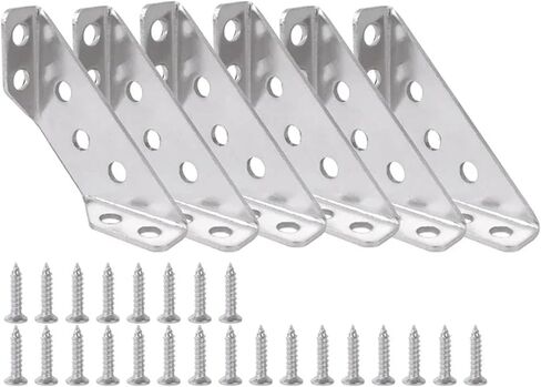 Stainless Steel Furniture Angle Shelf Connector Cabinet Support Fixing Frame Corner Brace with Screw 1-10Pcs(6 Sets) in Saudi Arabia