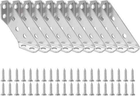 Stainless Steel Furniture Angle Shelf Connector Cabinet Support Fixing Frame Corner Brace with Screw 1-10Pcs(6 Sets) in Saudi Arabia