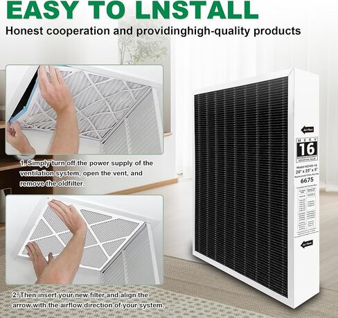 عبوتان من فلتر الهواء 20x25x5، X6675 MERV 16 فلتر هواء مملوء بالكربون متوافق مع نظام Lennox X6675 وLenxox HCC20-28 للفرن HVAC، يستبدل الجزء # HCF20-16، HCF20-10 in Kuwait