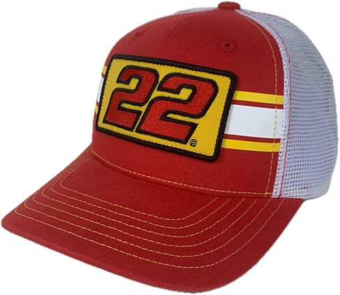 Checkered Flag Sports Joey Logano #22 NASCAR 2025 Striped Trucker Mesh Snapback Hat Black in Saudi Arabia