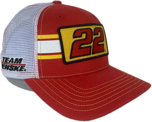 Checkered Flag Sports Joey Logano #22 NASCAR 2025 Striped Trucker Mesh Snapback Hat Black in Saudi Arabia