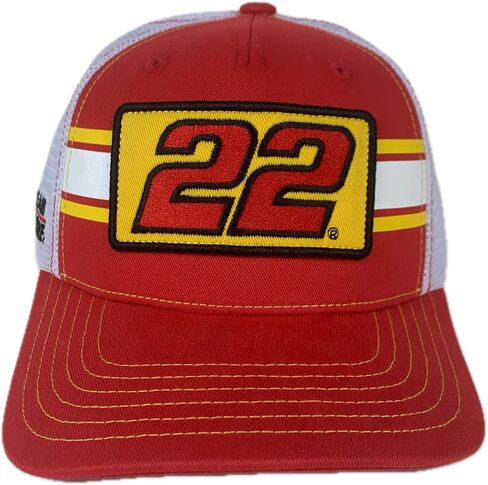 Checkered Flag Sports Joey Logano #22 NASCAR 2025 Striped Trucker Mesh Snapback Hat Black in Saudi Arabia