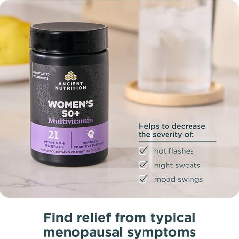 Ancient Nutrition Women’s 50+ Multivitamin with Ashwagandha – Menopause Support for Hot Flashes, Sleep, Mood, Energy & Hormonal Balance – 21 Vitamins & Minerals – 30 Servings in Saudi Arabia
