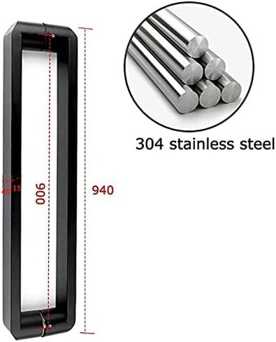 Door Pull Handles, 304 Stainless Steel Square Tube Glass Door Handle, Office Push-Pull Door Handle/Bathroom Shower Door Handle, Sliding Door Handle/Barn Door Handle - Black, 9 Sizes in Saudi Arabia