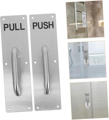Commercial Door Handle Heavy-Duty Push Pull Handles with Indicators Modern Stainless Steel Design for Office and Shed Doors Includes Pull and Push Plates in Saudi Arabia