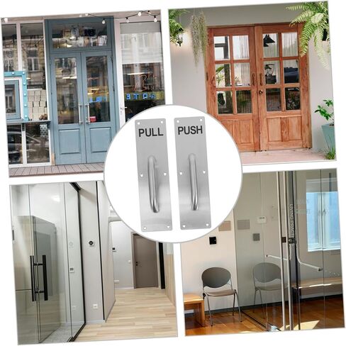 Commercial Door Handle Heavy-Duty Push Pull Handles with Indicators Modern Stainless Steel Design for Office and Shed Doors Includes Pull and Push Plates in Saudi Arabia