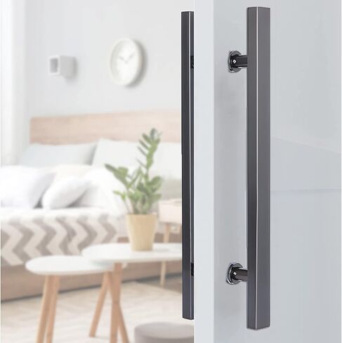 Black Sliding Barn Door Handles Flush Hardware Set for Interior/Exterior Doors 120cm/47.4inch Length Home/Commercial Gate Pulls in Saudi Arabia