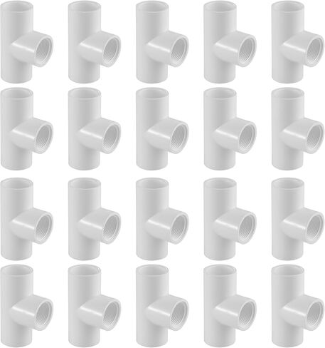 402 Series PVC Pipe Fitting - Tee - Schedule 40 (White) - 1/2" (SOC x SOC x FIPT) / High-Flow Capacity/Plumbing (402-005) (20 Pack) in Saudi Arabia