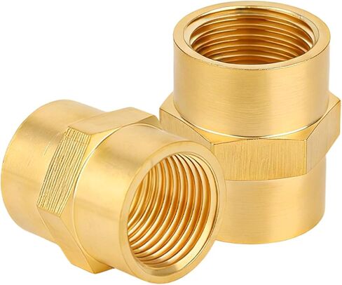 2pcs Brass Pipe Fitting NPT Coupler, Heavy Duty 1/2" x 1/2" NPT Hex Coupler Pipe Fitting for Air Water Gas Oil in Saudi Arabia