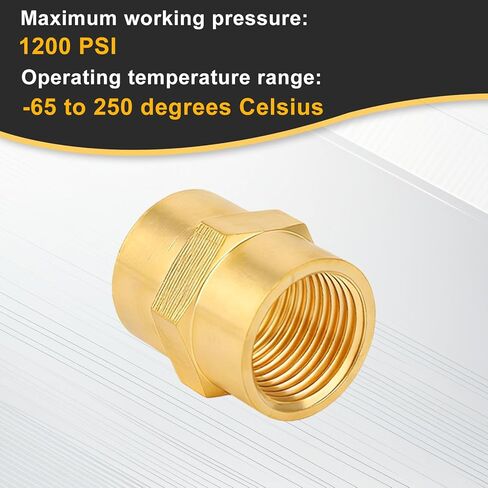 2pcs Brass Pipe Fitting NPT Coupler, Heavy Duty 1/2" x 1/2" NPT Hex Coupler Pipe Fitting for Air Water Gas Oil in Saudi Arabia