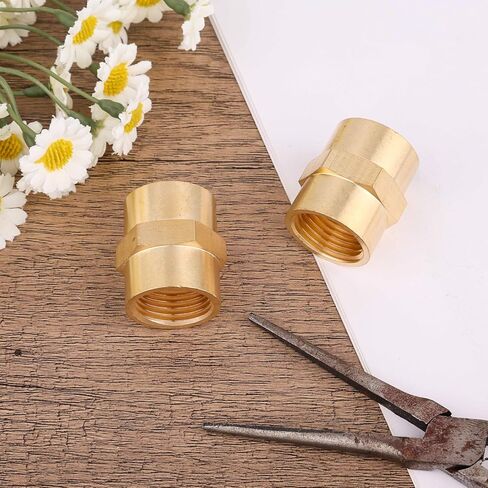 2pcs Brass Pipe Fitting NPT Coupler, Heavy Duty 1/2" x 1/2" NPT Hex Coupler Pipe Fitting for Air Water Gas Oil in Saudi Arabia
