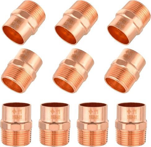 10-PACK GUOFIS 3/4Inch C x 3/4Inch MNPT Copper Male Adapter, LF Short Radius Fittings Adapter with Sweat Solder X MIP Connection for Residential, Commercial(COPPER061) in Saudi Arabia