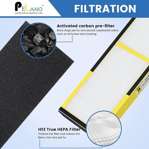FLT4825 Replacement Filter B, Compatible with Germ Guardian AC4300BPTCA, AC4900CA, AC4825, AC4825DLX, AC4850PT, CDAP4500BCA, CDAP4500WCA and More, 2 H13 Ture Hepa Filter + 8 Carbon Pre-Filters in Saudi Arabia