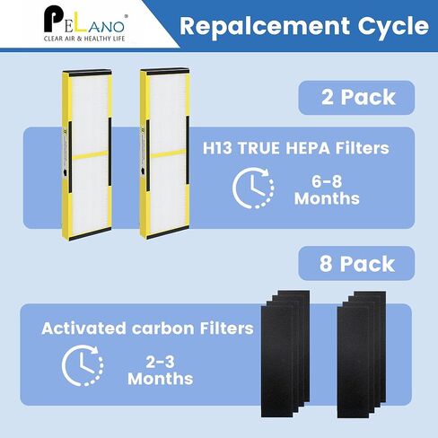 FLT4825 Replacement Filter B, Compatible with Germ Guardian AC4300BPTCA, AC4900CA, AC4825, AC4825DLX, AC4850PT, CDAP4500BCA, CDAP4500WCA and More, 2 H13 Ture Hepa Filter + 8 Carbon Pre-Filters in Saudi Arabia