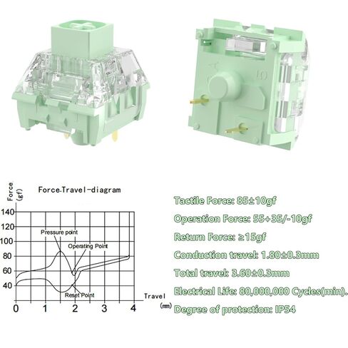 Kailh Box Bamboo Switch، 55gf Heavy RGB SMD 3 Pin Switch للوحة مفاتيح الألعاب الميكانيكية (10 قطع) in Saudi Arabia