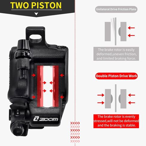 Zoom HB-100 Hydraulic Disc Brake Calipers, 2PCS Front/Rear red, Line Pull Oil Brake Disc Brake Set for MTB, Mountain Bike and Electric Bike in Saudi Arabia