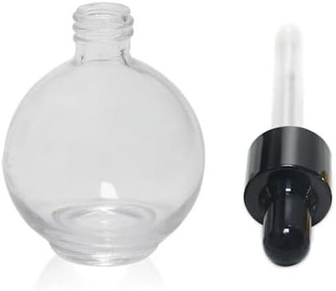 lasenersm 1 Piece Large Capacity 75ml (2.5oz) Spherical Clear Glass Dropper Bottles with Eye Dropper Empty Refillable Essential Oil Bottles for Essential Oils Perfumes, Clear Bottle Black Lid in Saudi Arabia