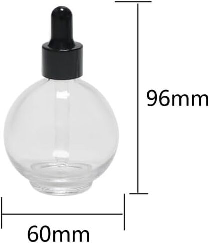 lasenersm 1 Piece Large Capacity 75ml (2.5oz) Spherical Clear Glass Dropper Bottles with Eye Dropper Empty Refillable Essential Oil Bottles for Essential Oils Perfumes, Clear Bottle Black Lid in Saudi Arabia