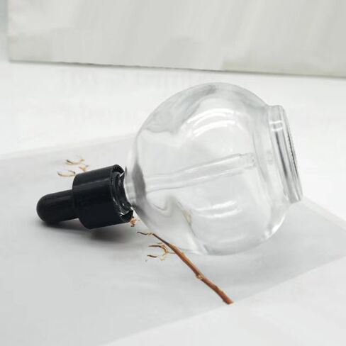 lasenersm 1 Piece Large Capacity 75ml (2.5oz) Spherical Clear Glass Dropper Bottles with Eye Dropper Empty Refillable Essential Oil Bottles for Essential Oils Perfumes, Clear Bottle Black Lid in Saudi Arabia