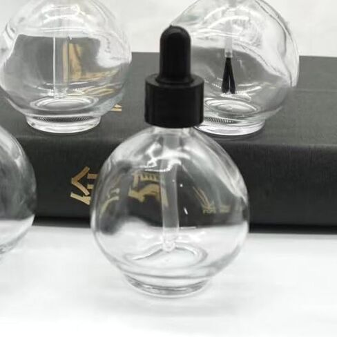 lasenersm 1 Piece Large Capacity 75ml (2.5oz) Spherical Clear Glass Dropper Bottles with Eye Dropper Empty Refillable Essential Oil Bottles for Essential Oils Perfumes, Clear Bottle Black Lid in Saudi Arabia