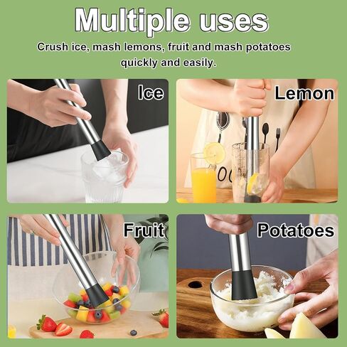 10" Stainless Steel Muddler for Cocktail Lemonade Ice Crusher lemon Fruit Smasher for Drinks- Bartender Bar Tool Accessory for Mojito, Old Fashioned in Saudi Arabia