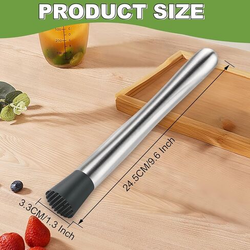 10" Stainless Steel Muddler for Cocktail Lemonade Ice Crusher lemon Fruit Smasher for Drinks- Bartender Bar Tool Accessory for Mojito, Old Fashioned in Saudi Arabia