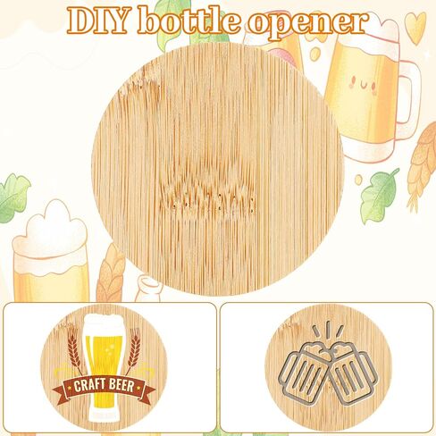 30 Pcs Bamboo Bottle Opener Set, Bulk Wooden Magnetic Bottle Opener with Strong Fridge Magnet - 2.36" Round DIY Blanks for Home Bar, Kitchen, Parties & Wedding Guest Gifts in Saudi Arabia