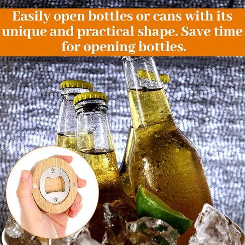 30 Pcs Bamboo Bottle Opener Set, Bulk Wooden Magnetic Bottle Opener with Strong Fridge Magnet - 2.36" Round DIY Blanks for Home Bar, Kitchen, Parties & Wedding Guest Gifts in Saudi Arabia