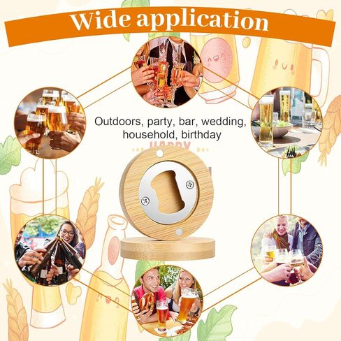 30 Pcs Bamboo Bottle Opener Set, Bulk Wooden Magnetic Bottle Opener with Strong Fridge Magnet - 2.36" Round DIY Blanks for Home Bar, Kitchen, Parties & Wedding Guest Gifts in Saudi Arabia