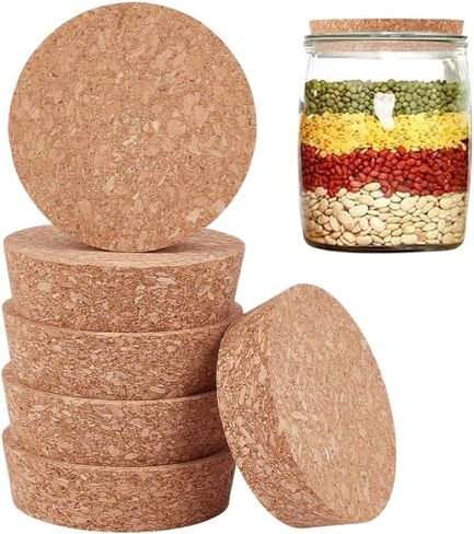 OLYCRAFT 6Pcs Large Cork Stoppers 2.7~3 Inch Wood Bottle Lids Tapered Cork Plugs Wooden Canning Jar Lids Wood Tapered Plugs Wine Bottle Stoppers Wooden Jar Plug for Kitchen Wedding Favor Canning in Saudi Arabia