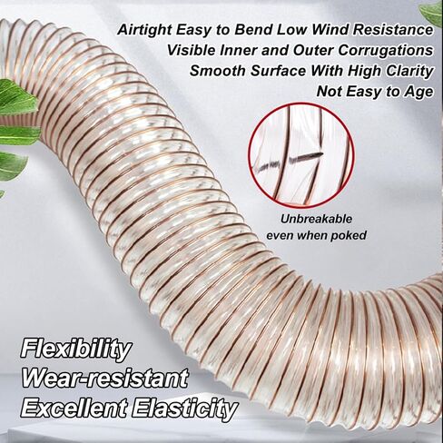 PU Polyurethane Pipe Transparent Ducting Wind Hose Length 1M Inner Diameter 155MM Air Duct for Suction or Delivery of Crushed Materials,Wall Thickness 2mm in Saudi Arabia