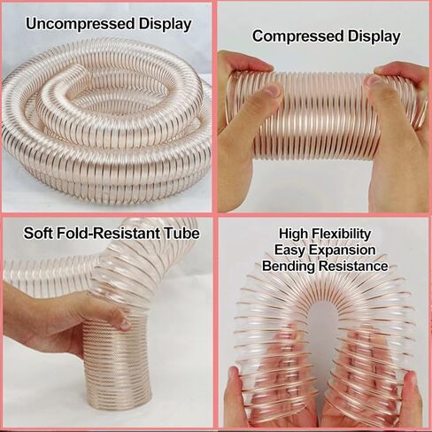 PU Polyurethane Pipe Transparent Ducting Wind Hose Length 1M Inner Diameter 155MM Air Duct for Suction or Delivery of Crushed Materials,Wall Thickness 2mm in Saudi Arabia