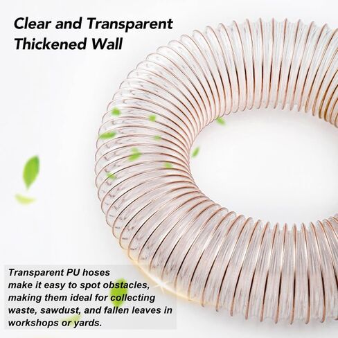 PU Polyurethane Pipe Transparent Ducting Wind Hose Length 1M Inner Diameter 155MM Air Duct for Suction or Delivery of Crushed Materials,Wall Thickness 2mm in Saudi Arabia