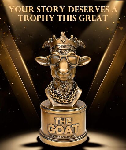 The Goat Trophy Award - Greatest of All Time Funny Trophy for Winners with Golden Engraved Plate - Perfect for Competitions, Office and Party Winners - Unique Goat Decor (Round Bottom) in Saudi Arabia