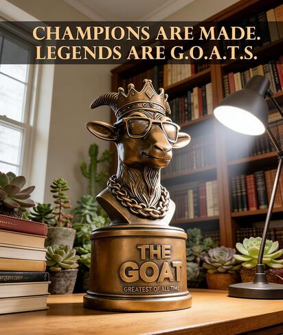 The Goat Trophy Award - Greatest of All Time Funny Trophy for Winners with Golden Engraved Plate - Perfect for Competitions, Office and Party Winners - Unique Goat Decor (Round Bottom) in Saudi Arabia
