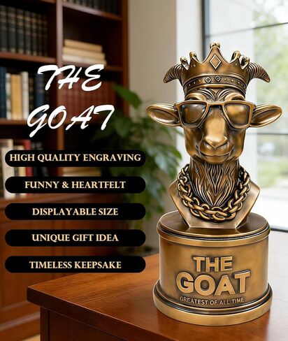 The Goat Trophy Award - Greatest of All Time Funny Trophy for Winners with Golden Engraved Plate - Perfect for Competitions, Office and Party Winners - Unique Goat Decor (Round Bottom) in Saudi Arabia