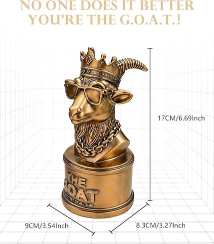 The Goat Trophy Award - Greatest of All Time Funny Trophy for Winners with Golden Engraved Plate - Perfect for Competitions, Office and Party Winners - Unique Goat Decor (Round Bottom) in Saudi Arabia