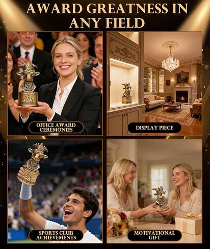 The Goat Trophy Award - Greatest of All Time Funny Trophy for Winners with Golden Engraved Plate - Perfect for Competitions, Office and Party Winners - Unique Goat Decor (Round Bottom) in Saudi Arabia
