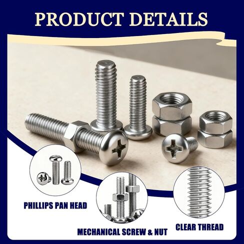 1120 قطعة 304 مجموعة براغي صغيرة مترية من الفولاذ المقاوم للصدأ، M1/ M1.2/ M1.4/ M1.6/ M2/ M2.5 مجموعة براغي صغيرة، براغي صغيرة برأس مقلاة فيليبس، للنظارات/الساعات/الساعات/الكمبيوتر/المشروعات التي تصنعها بنفسك in Saudi Arabia