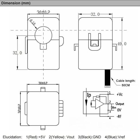 QNHCK2-16 Split Core Hall Effect DC Current Transducer, Clamp On Current Sensor, ±20A to ±150A Range, 2.5V Output, 5V Supply, DC to 25KHz Bandwidth (150A 2.5V 2V) in Saudi Arabia