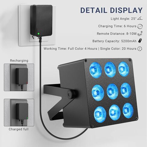أضواء PAR التي تعمل بالطاقة بالبطارية - 54W 6in1 RGBWA+UV اللاسلكي LED LED Uplights 2 حزمة مع صوت التحكم في DMX عن بُعد لتنشيط أحداث DJ حفلات حفلات الكنائس الإضاءة in Kuwait