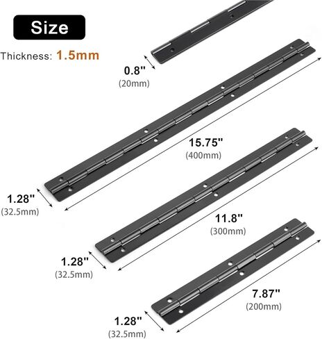 8 Inch Long Hinge Box Continuous Hinge 270 Degree Piano Hinges for Cabinet Wooden Box Cupboard Furniture Hardware Parts 2Pcs(Black 293mm 2pcs) in Saudi Arabia