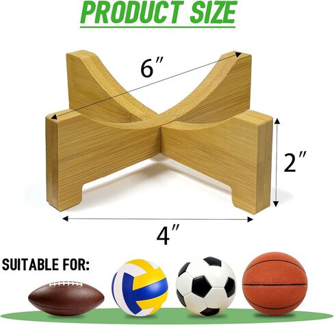 Football Display Stand – Natural Wood Ball Stand for Footballs, Basketballs, Soccer Balls, Memorabilia & Sports Collectibles, Bamboo Ball Holder for Desk Shelf in Saudi Arabia