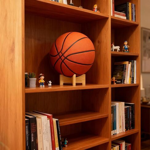 Football Display Stand – Natural Wood Ball Stand for Footballs, Basketballs, Soccer Balls, Memorabilia & Sports Collectibles, Bamboo Ball Holder for Desk Shelf in Saudi Arabia