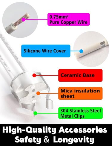 مقبس MR16 GU5.3 مع مشبك/قوس، مقبس إضاءة MR11 G4، GU6.35، GY6.35، GX5.3، GU4 GZ4، محول مقبس قاعدة موصل سلك سيراميك صغير ثنائي الدبوس لمصابيح الهالوجين/LED MR16، 6 عبوات in Kuwait