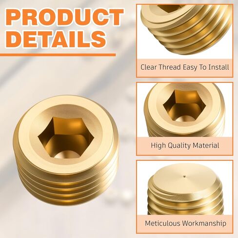 30 Pcs 1/4" NPT Brass Male Pipe Plug Fitting Set Internal Hex Thread Socket Pipe Plug Kit Hex Counter Sunk Plugs for End Closure in Saudi Arabia