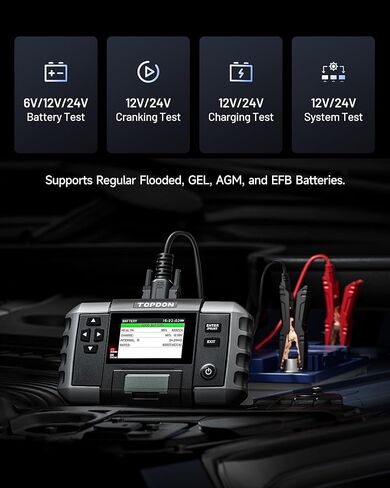 12V Car Battery Tester, TOPDON BT20 Battery Load/Voltage Tester 100-2000CCA, Cranking&Charging Test via App, Record Voltage History, Automotive Battery Analyzer&Checker for Car Truck SUV ATV Boat in Saudi Arabia