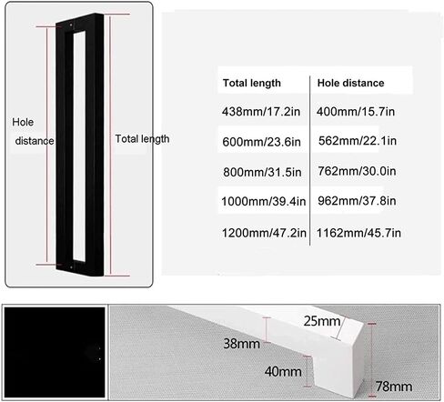 Door Handles, Double Pull Bar Thick 304 Stainless Steel Square Tube Door Handle, Door Pull Handle Sliding Glass Door Handles for Bathroom Shower, Office, Hotel, Shop Door in Saudi Arabia