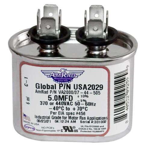 5 uF/MFD 370 440 VAC Motor Run Capacitor JustCapacitors Compatible Replacement for AmRad USA2029 P/N VA2000/37-44-505 in Saudi Arabia